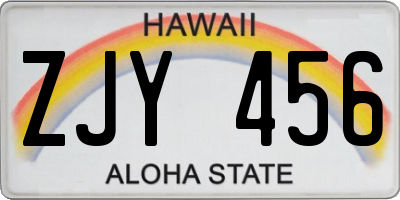 HI license plate ZJY456
