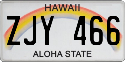 HI license plate ZJY466