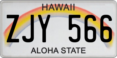HI license plate ZJY566