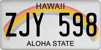 HI license plate ZJY598