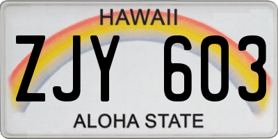 HI license plate ZJY603