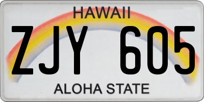 HI license plate ZJY605