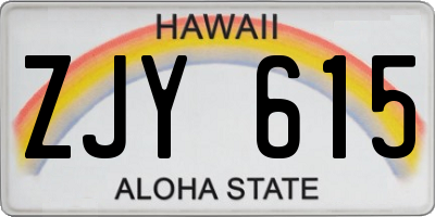 HI license plate ZJY615