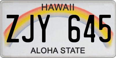 HI license plate ZJY645