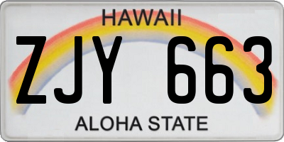 HI license plate ZJY663