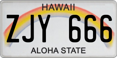 HI license plate ZJY666