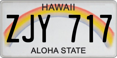 HI license plate ZJY717