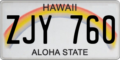 HI license plate ZJY760