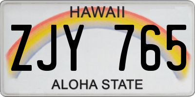 HI license plate ZJY765