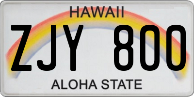 HI license plate ZJY800