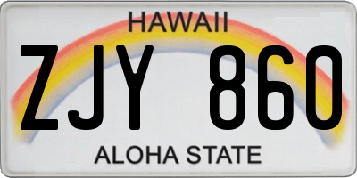 HI license plate ZJY860