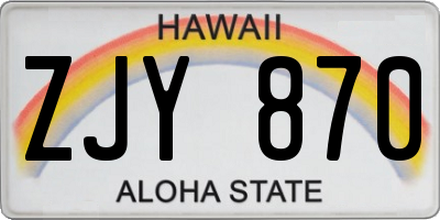 HI license plate ZJY870