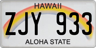 HI license plate ZJY933