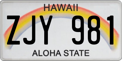 HI license plate ZJY981