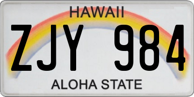 HI license plate ZJY984