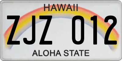 HI license plate ZJZ012