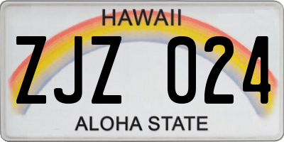 HI license plate ZJZ024