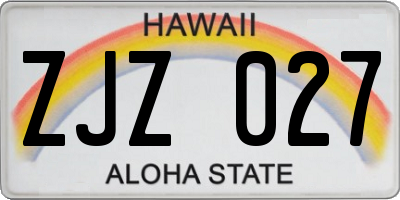 HI license plate ZJZ027