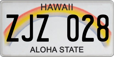 HI license plate ZJZ028