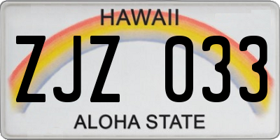 HI license plate ZJZ033