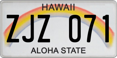 HI license plate ZJZ071