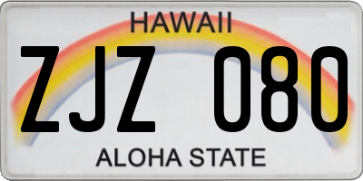 HI license plate ZJZ080
