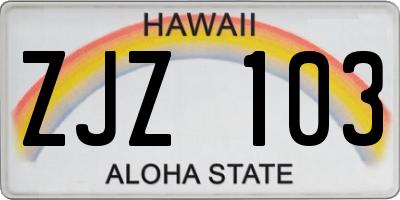 HI license plate ZJZ103