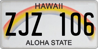 HI license plate ZJZ106