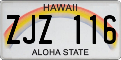 HI license plate ZJZ116