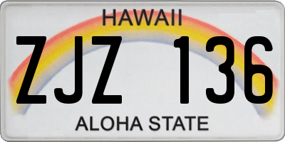 HI license plate ZJZ136