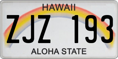 HI license plate ZJZ193