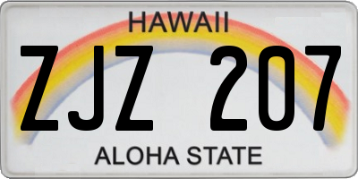 HI license plate ZJZ207