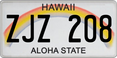 HI license plate ZJZ208