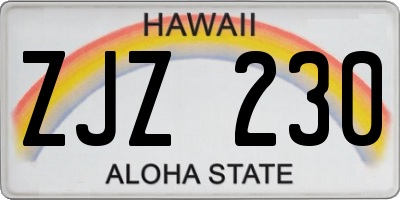 HI license plate ZJZ230