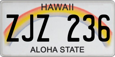 HI license plate ZJZ236