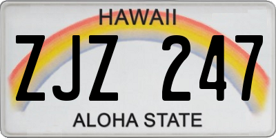 HI license plate ZJZ247