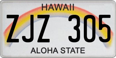 HI license plate ZJZ305