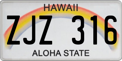HI license plate ZJZ316