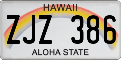 HI license plate ZJZ386