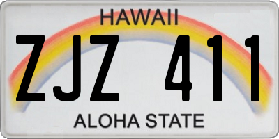HI license plate ZJZ411
