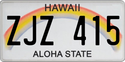 HI license plate ZJZ415