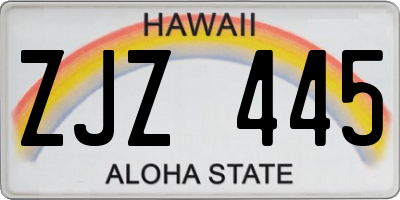 HI license plate ZJZ445