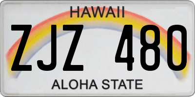 HI license plate ZJZ480