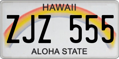 HI license plate ZJZ555
