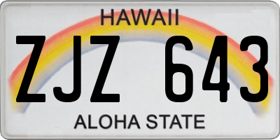 HI license plate ZJZ643