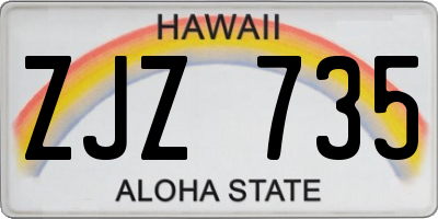 HI license plate ZJZ735
