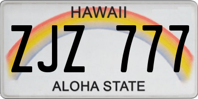 HI license plate ZJZ777