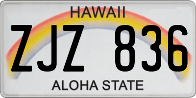 HI license plate ZJZ836