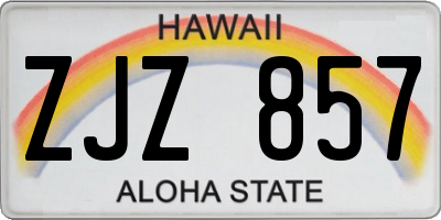 HI license plate ZJZ857