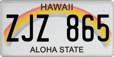 HI license plate ZJZ865